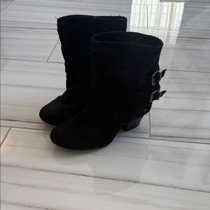 Sugar Black Ankle Boots with Buckle Detail